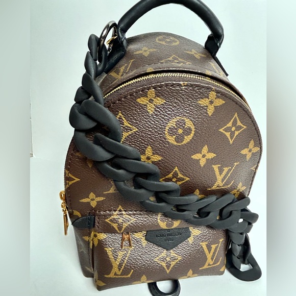 Chunky chain acrylic rubber coated link strap Matte Black, gunmetal hardware - Picture 3 of 4